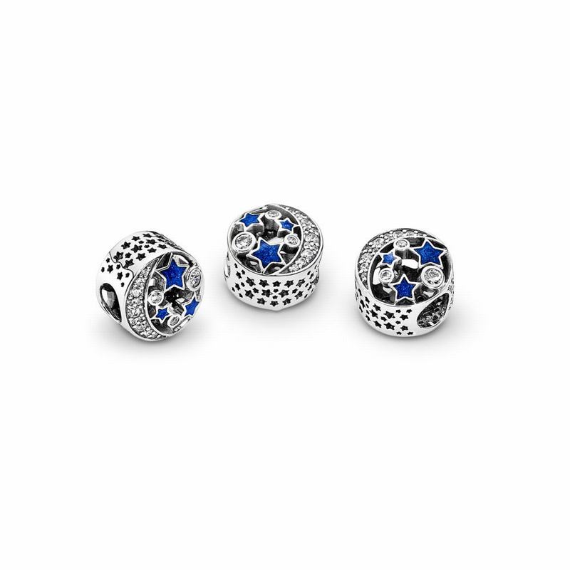 Pandora Sparkling Night Sky Charm Ireland - Sterling Silver/Enamel/Blue/Cubic Zirconia - 092458ADJ